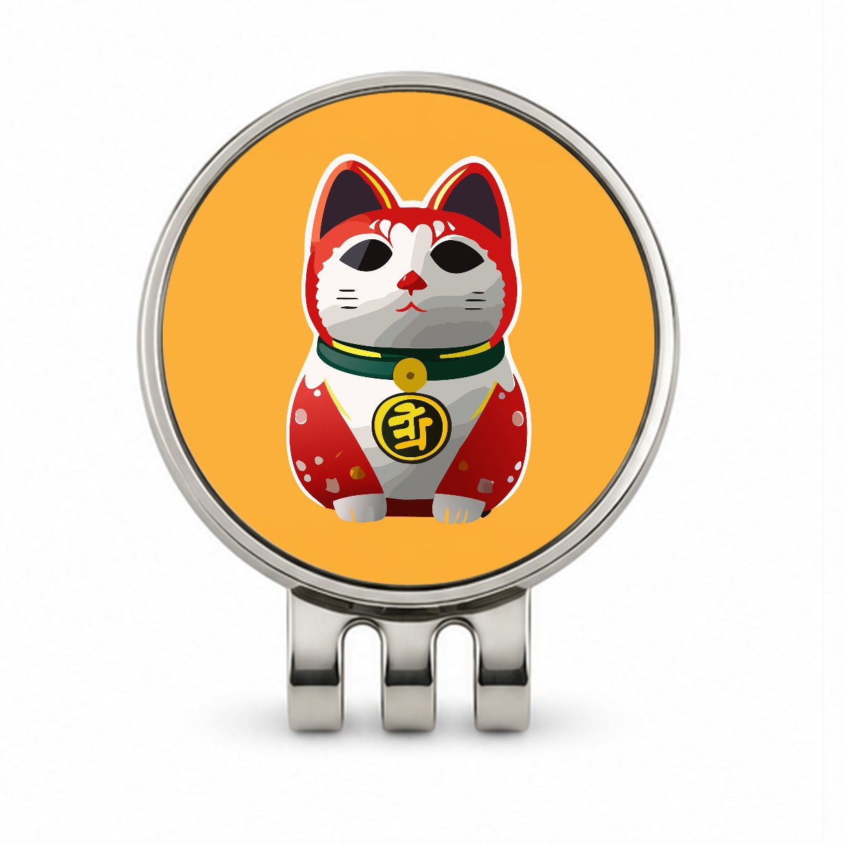 Maneki Neko Lucky Cat Golf Hat Clip with Ball Marker