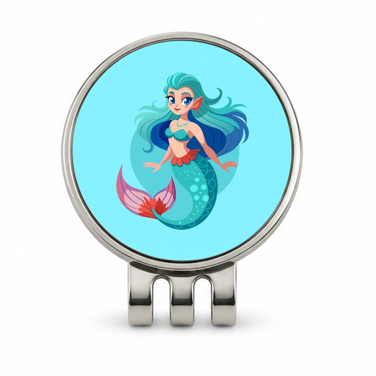 Mermaid with Blue Hair Golf Hat Clip with Ball Marker