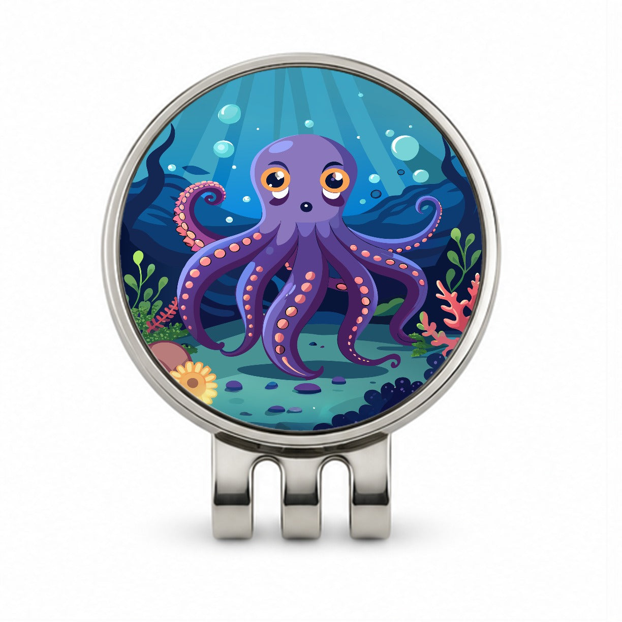 Octopus in Ocean Cute Golf Hat Clip with Ball Marker