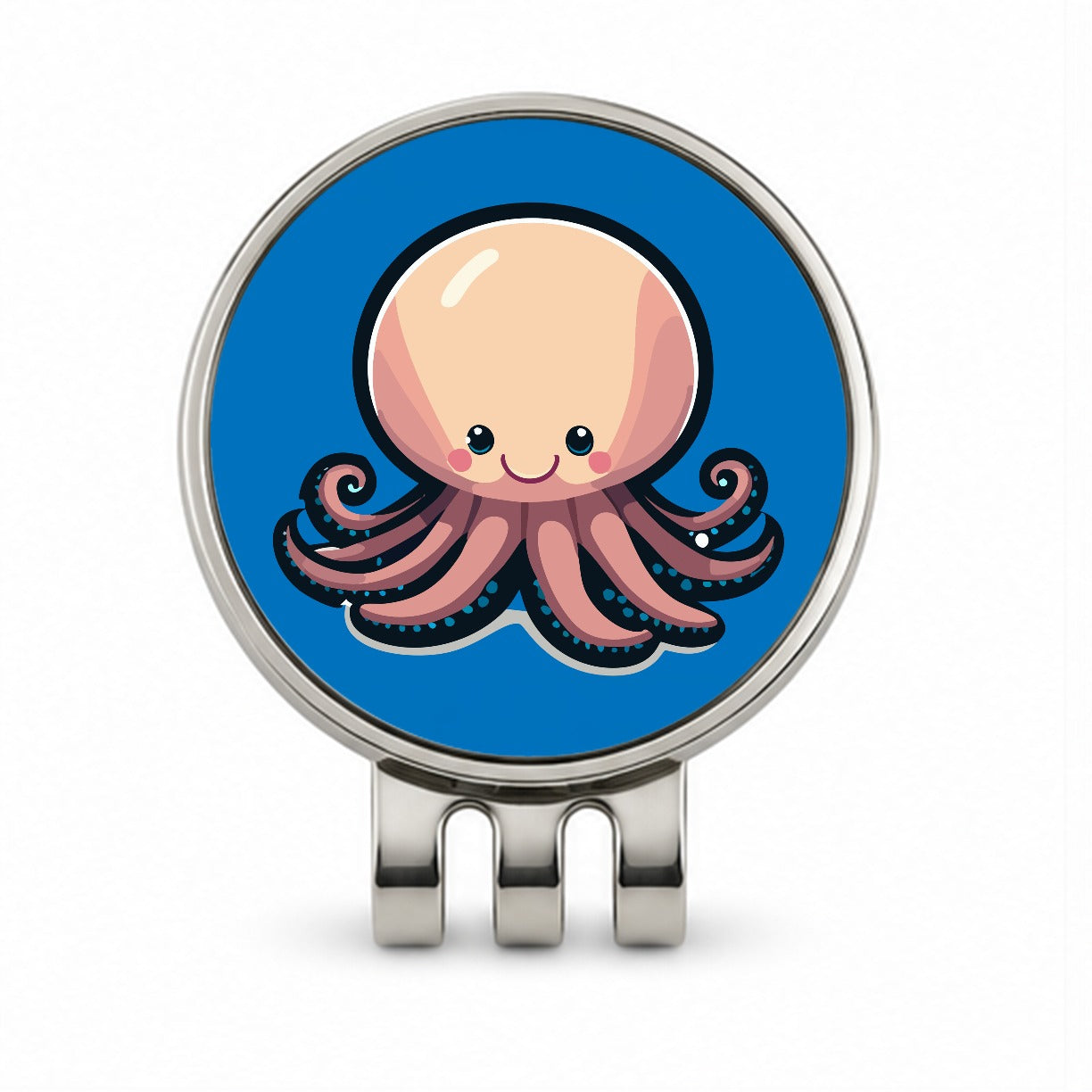 Octopus Smiling Golf Hat Clip with Ball Marker