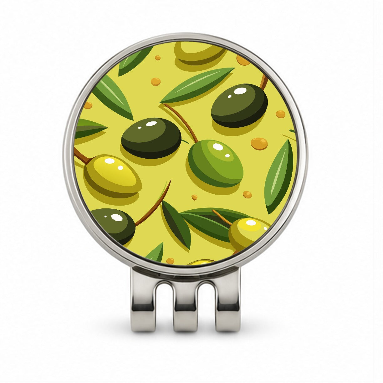 Olives Scattered Pattern Golf Hat Clip with Ball Marker
