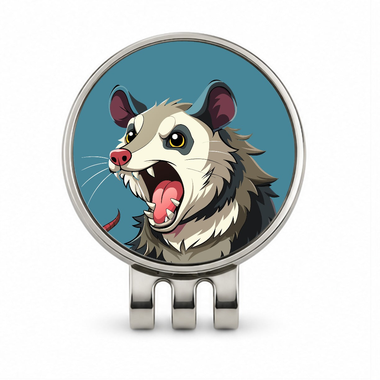 Opossum Screaming Funny Golf Hat Clip with Ball Marker