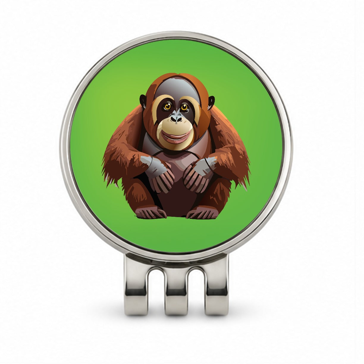 Orangutan Great Ape Sitting Golf Hat Clip with Ball Marker