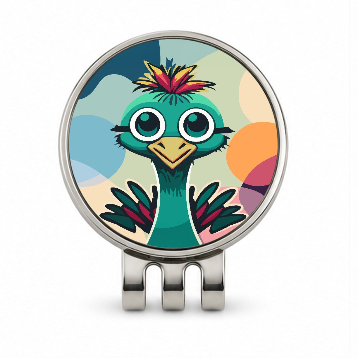 Ostrich Cute Head Golf Hat Clip with Ball Marker