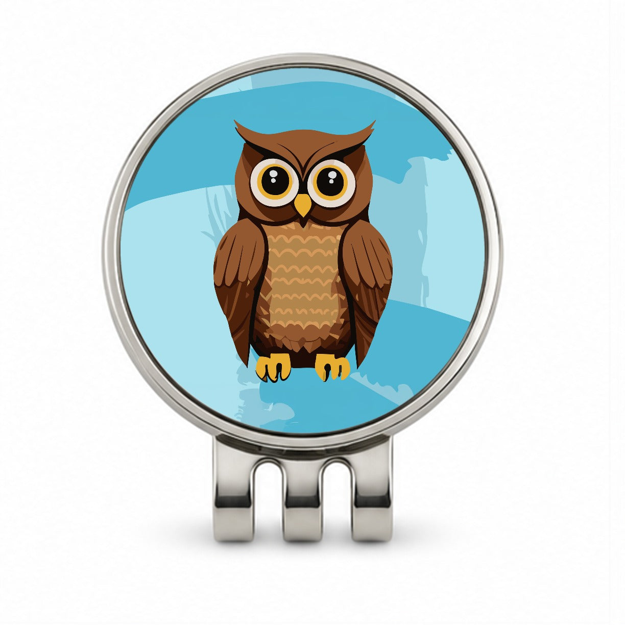 Owl Brown Golf Hat Clip with Ball Marker