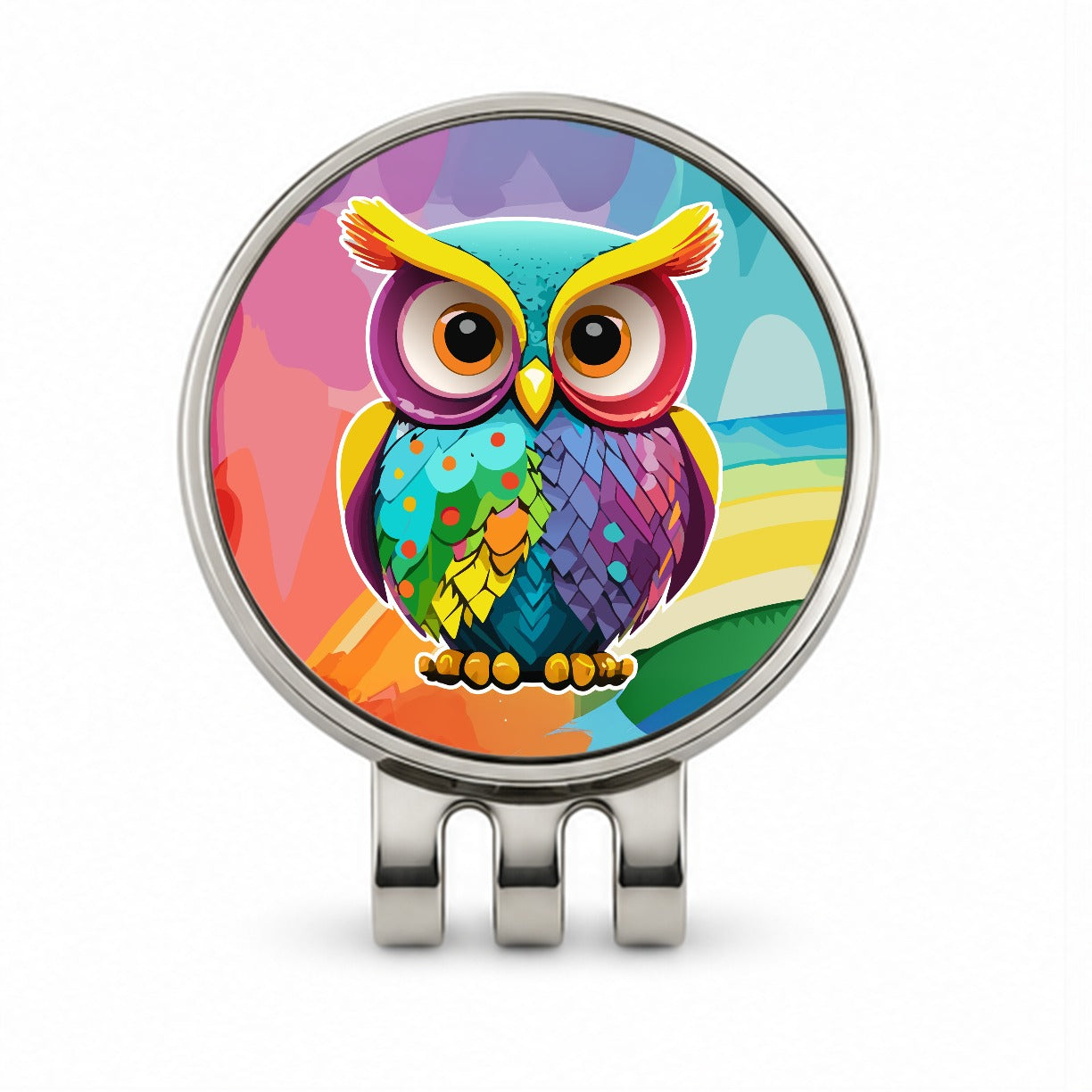 Owl Colorful Golf Hat Clip with Ball Marker
