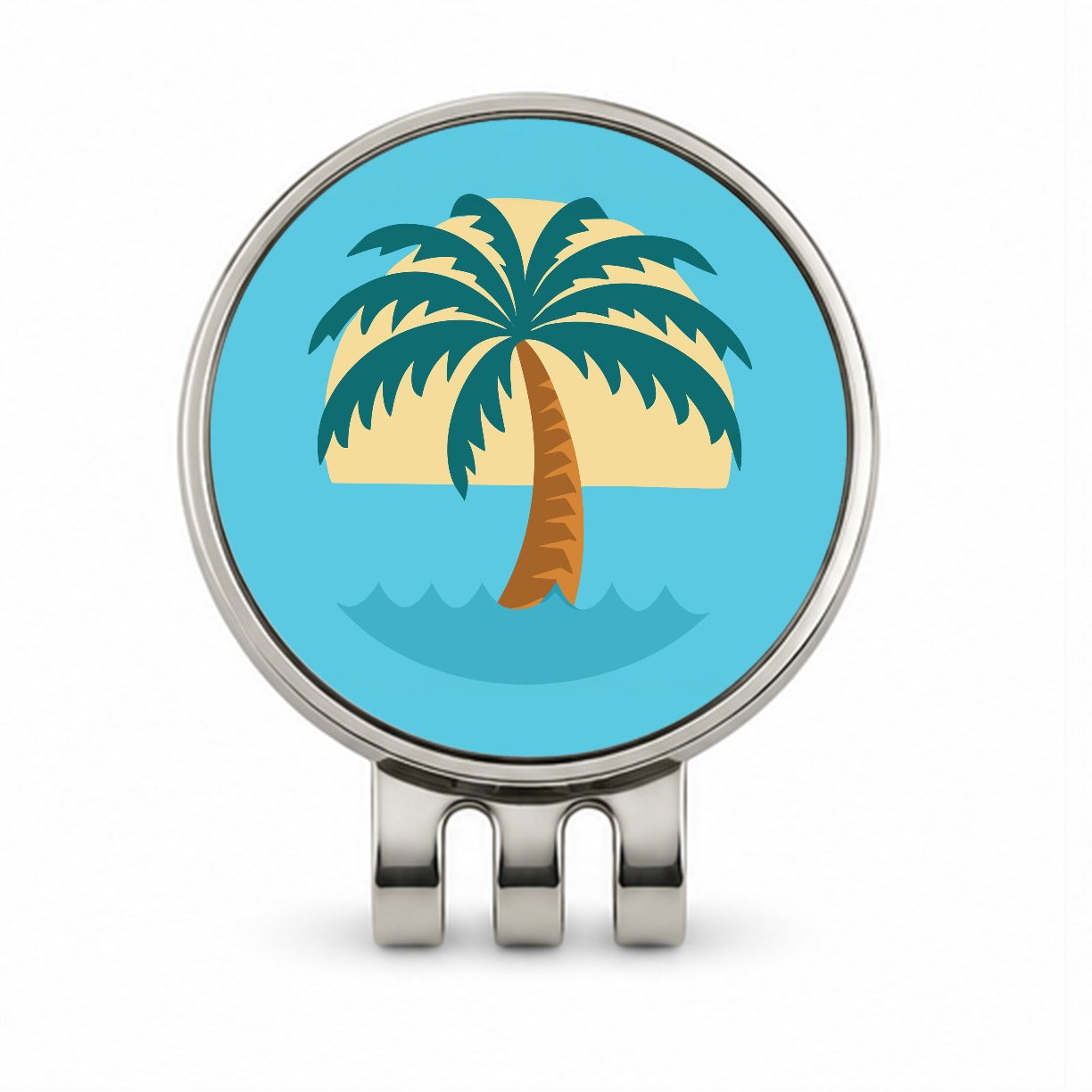 Palm Tree Ocean Tropical Vacation Golf Hat Clip with Ball Marker