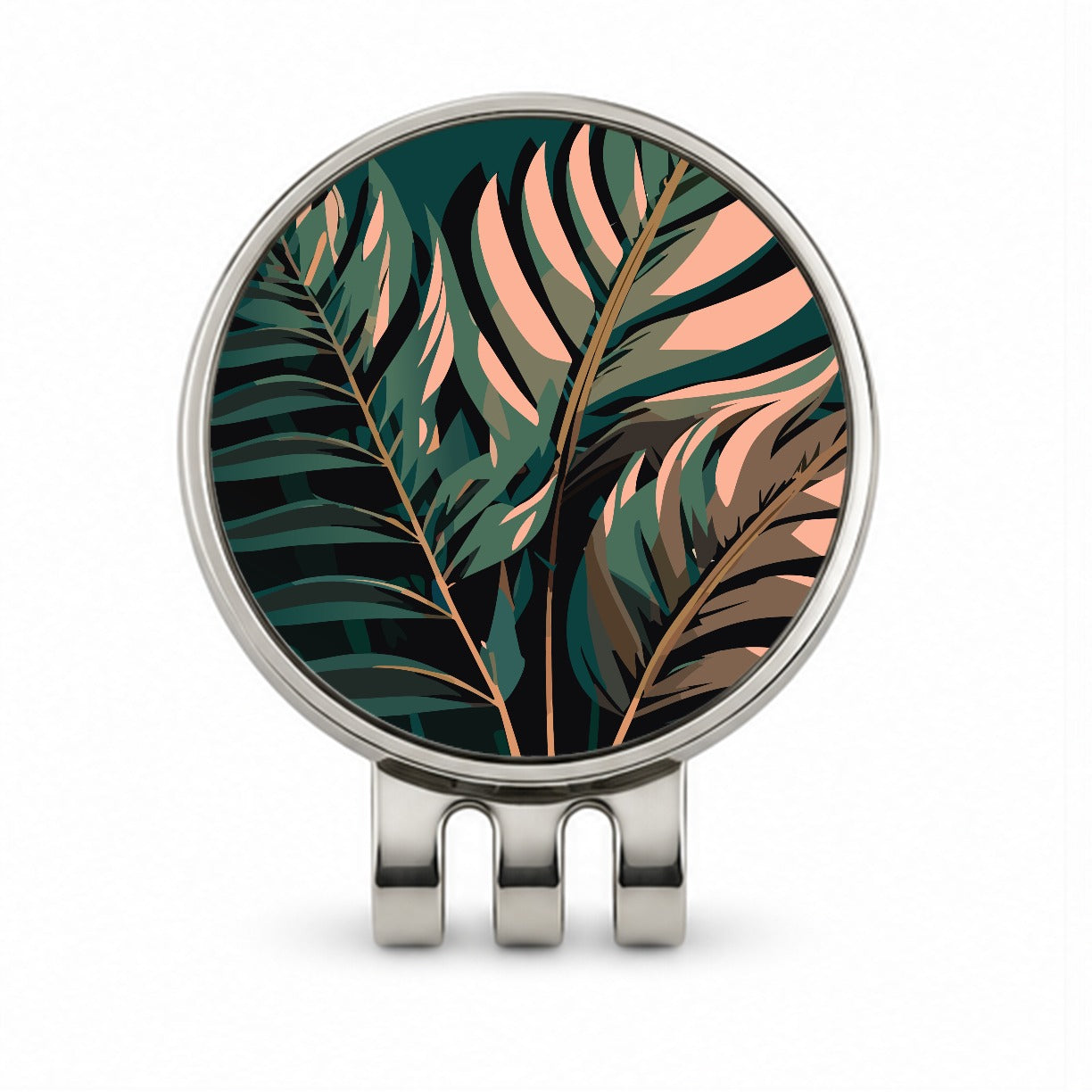 Palm Trees Leaves Fronds Tropical Foliage Golf Hat Clip with Ball Marker