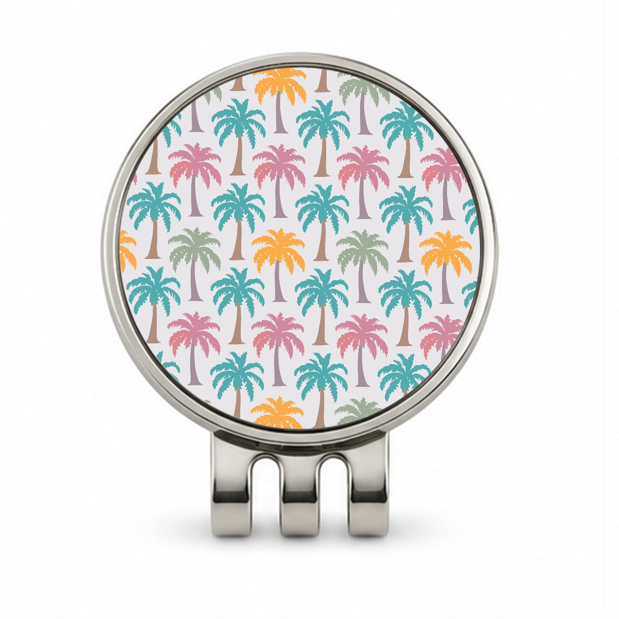 Palm Trees Tropical Pastel Pattern Golf Hat Clip with Ball Marker