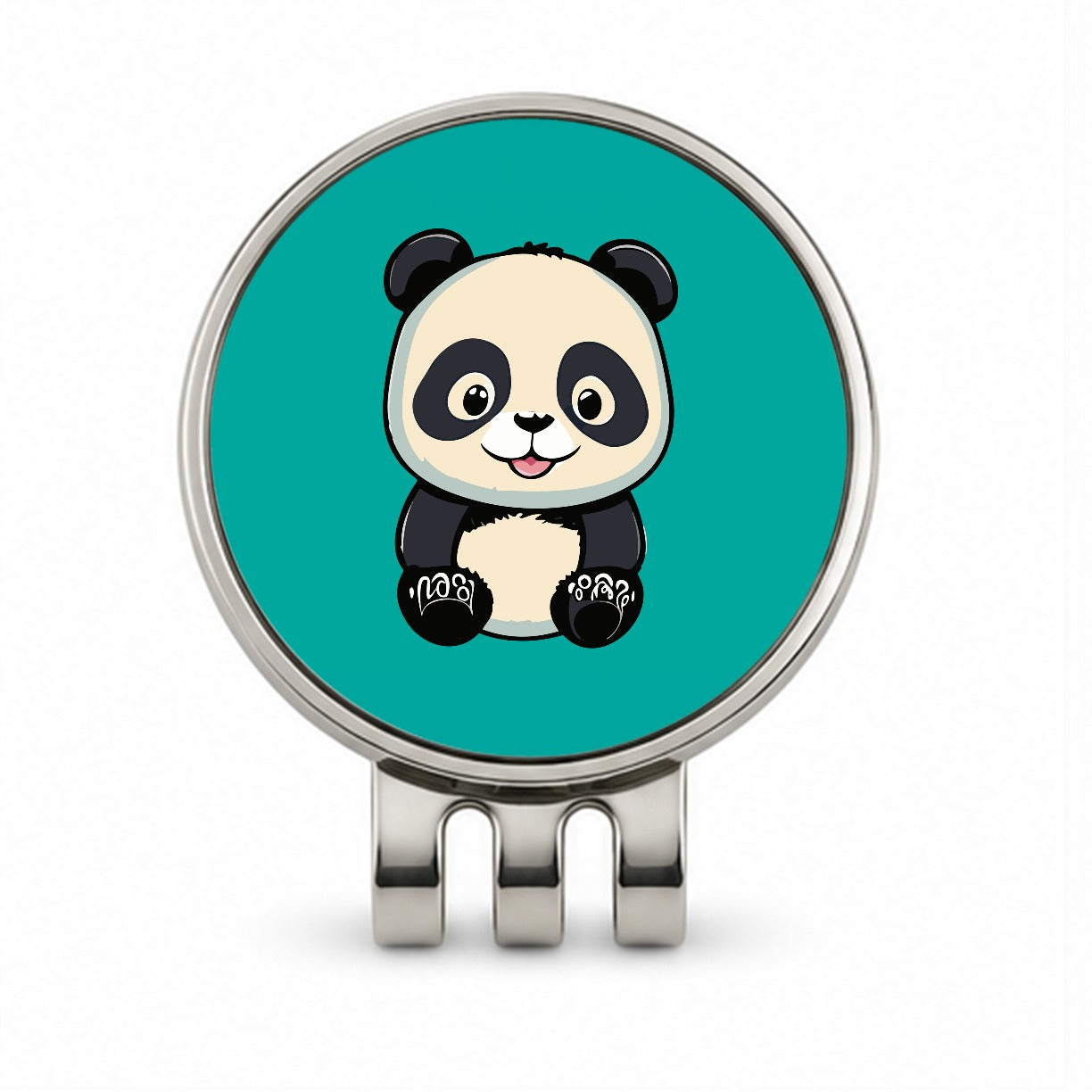 Panda Smiling Sitting Golf Hat Clip with Ball Marker
