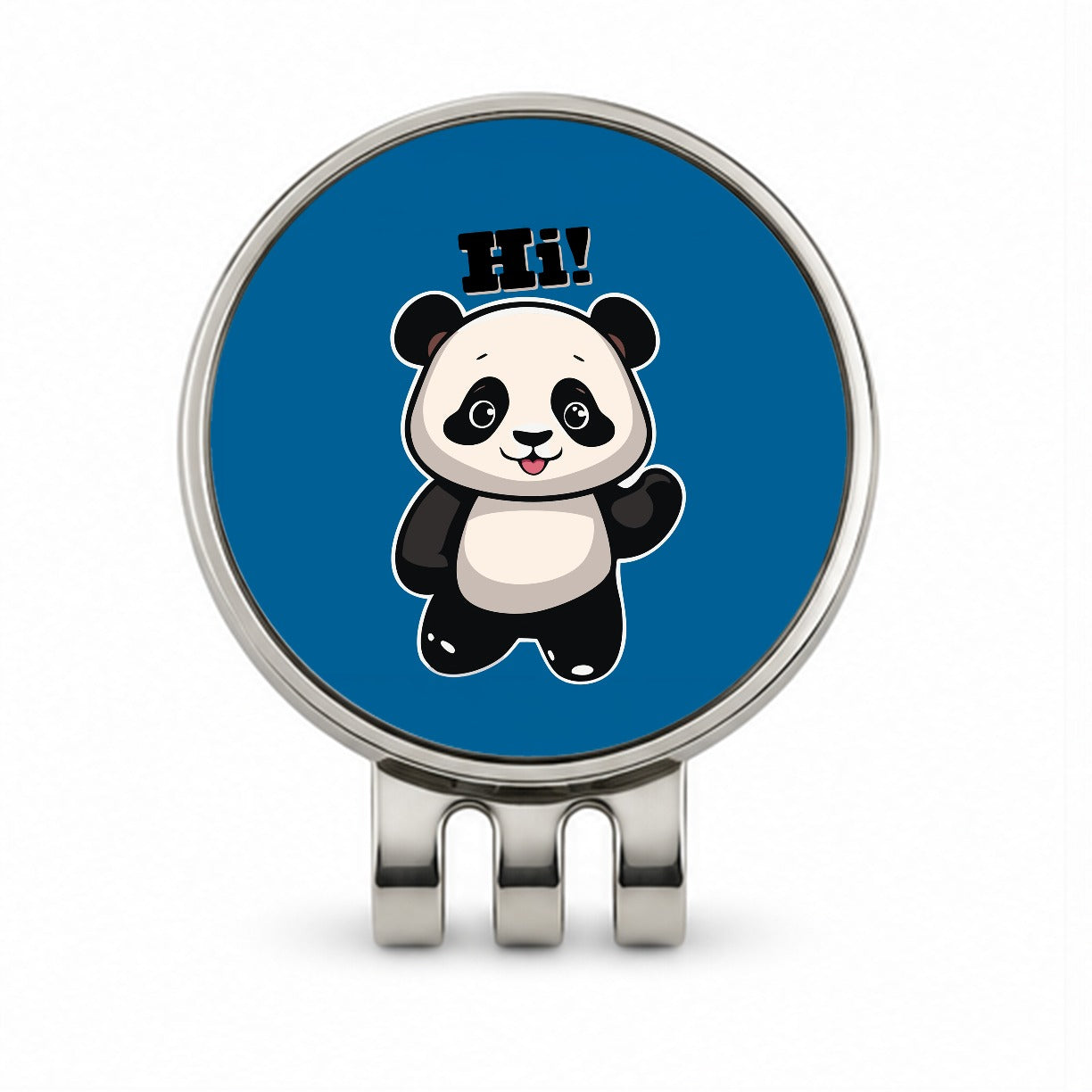 Panda Waving Hi Hello Greetings Friend Golf Hat Clip with Ball Marker