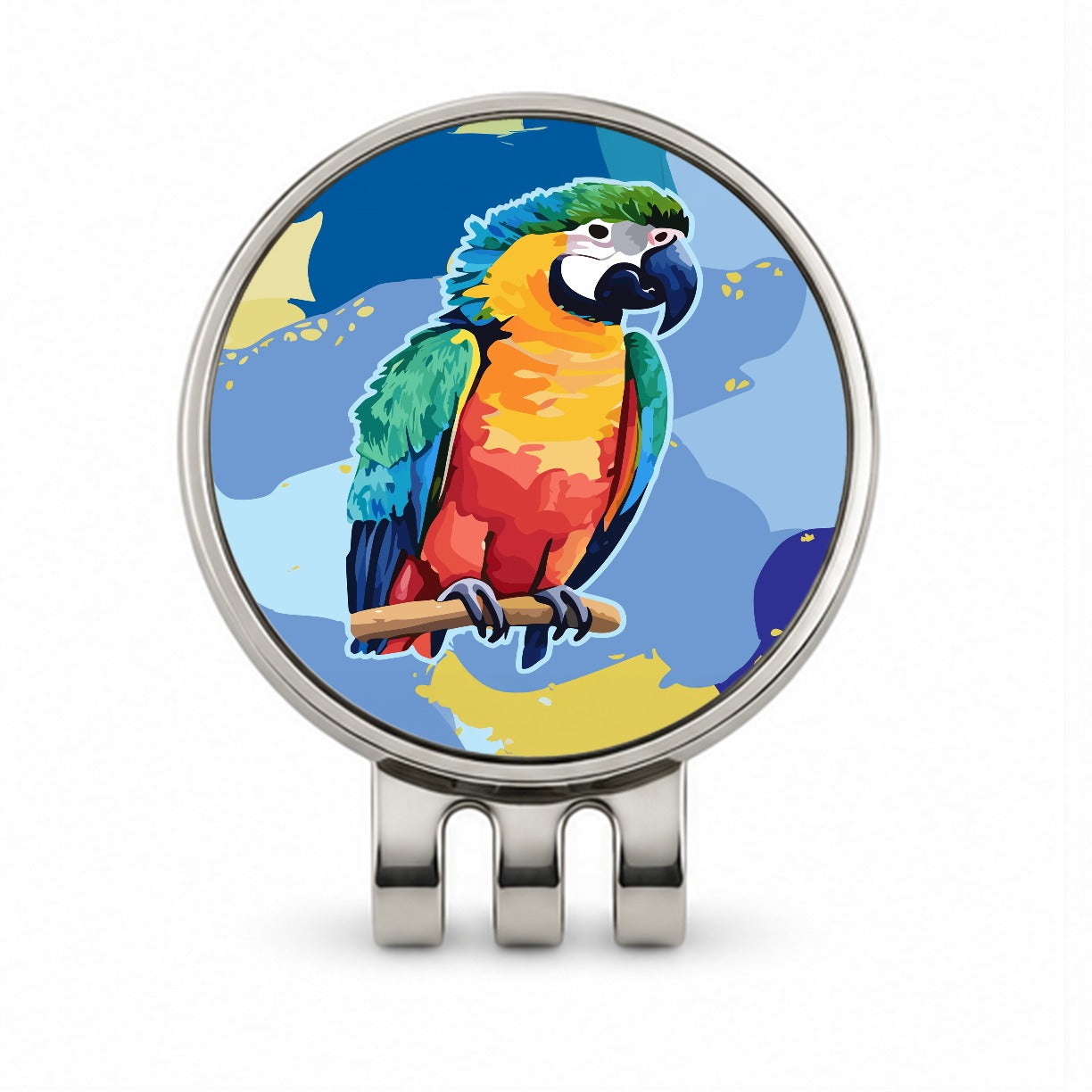 Parrot Bird Colorful Watercolor Golf Hat Clip with Ball Marker