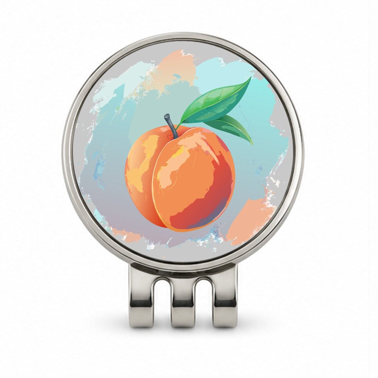 Peach Fruit Watercolor Golf Hat Clip with Ball Marker