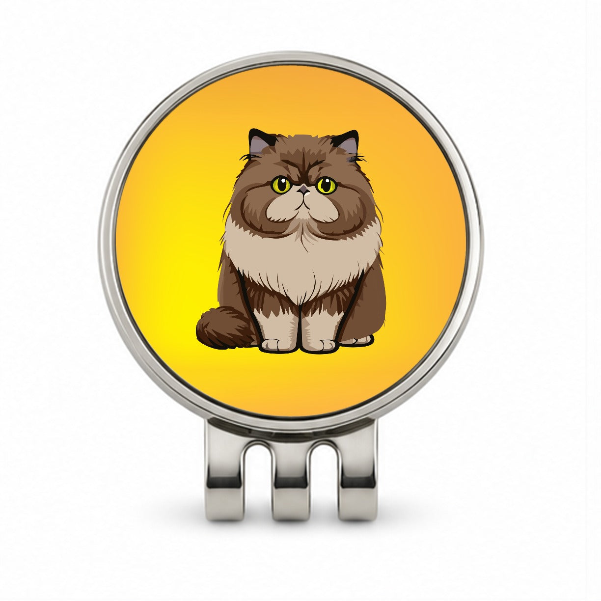 Persian Cat Sitting Golf Hat Clip with Ball Marker