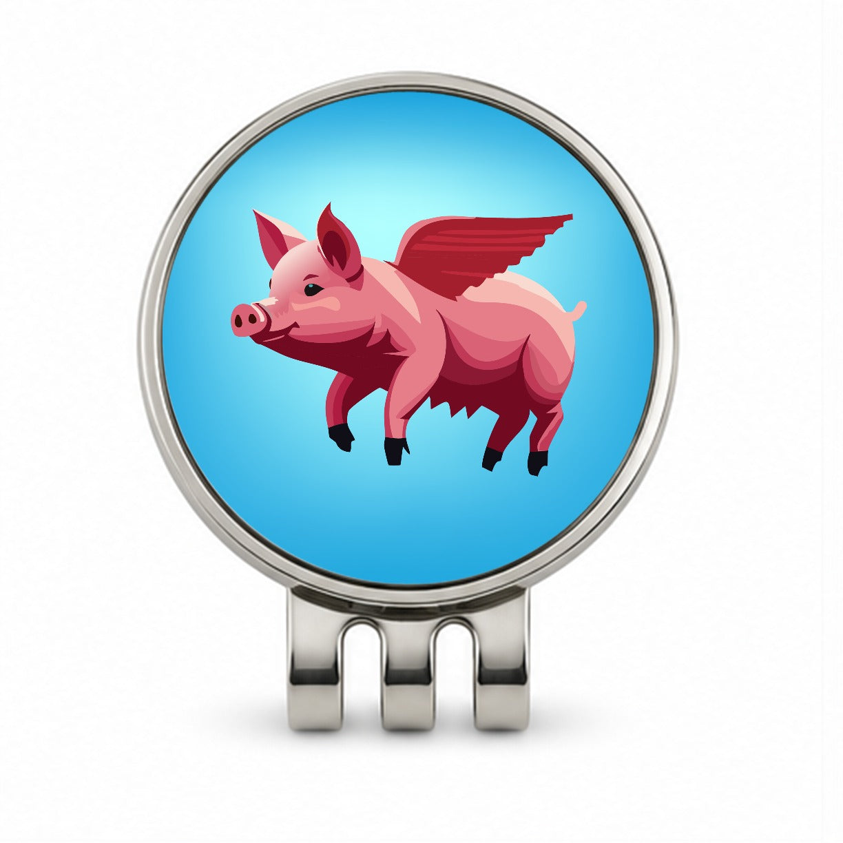 Pig Flying Funny Golf Hat Clip with Ball Marker
