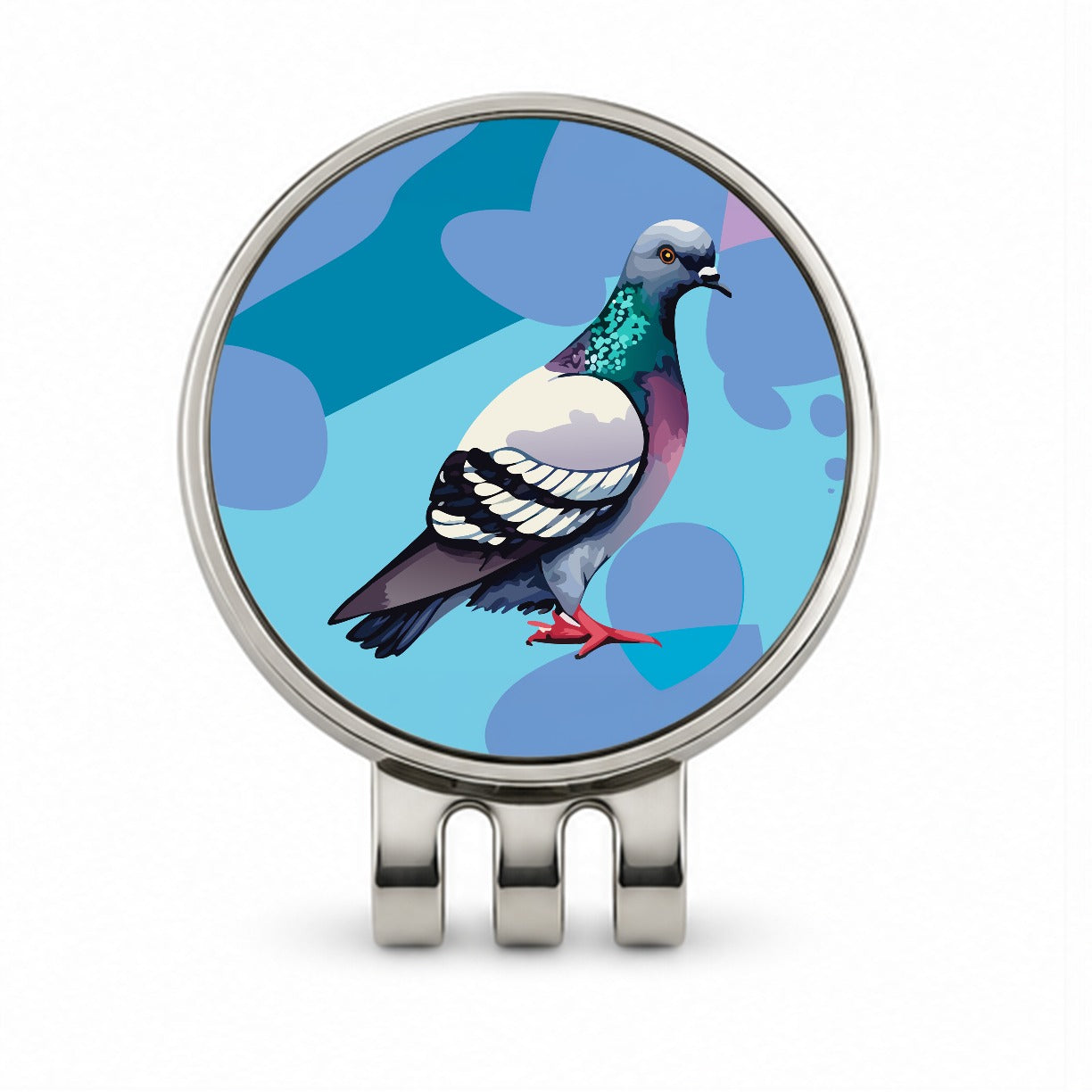Pigeon Bird Watercolor Golf Hat Clip with Ball Marker