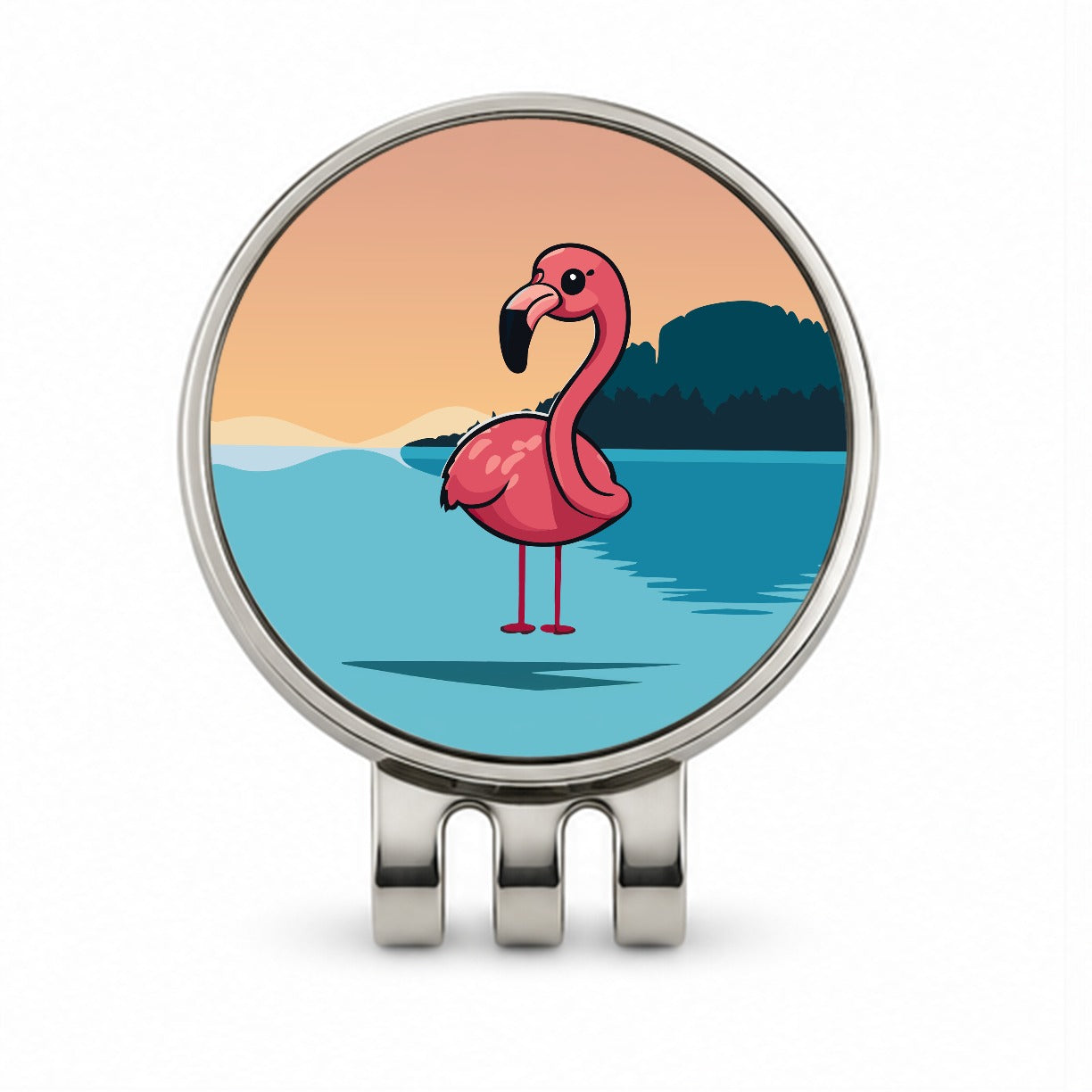 Pink Flamingo Sweet Golf Hat Clip with Ball Marker