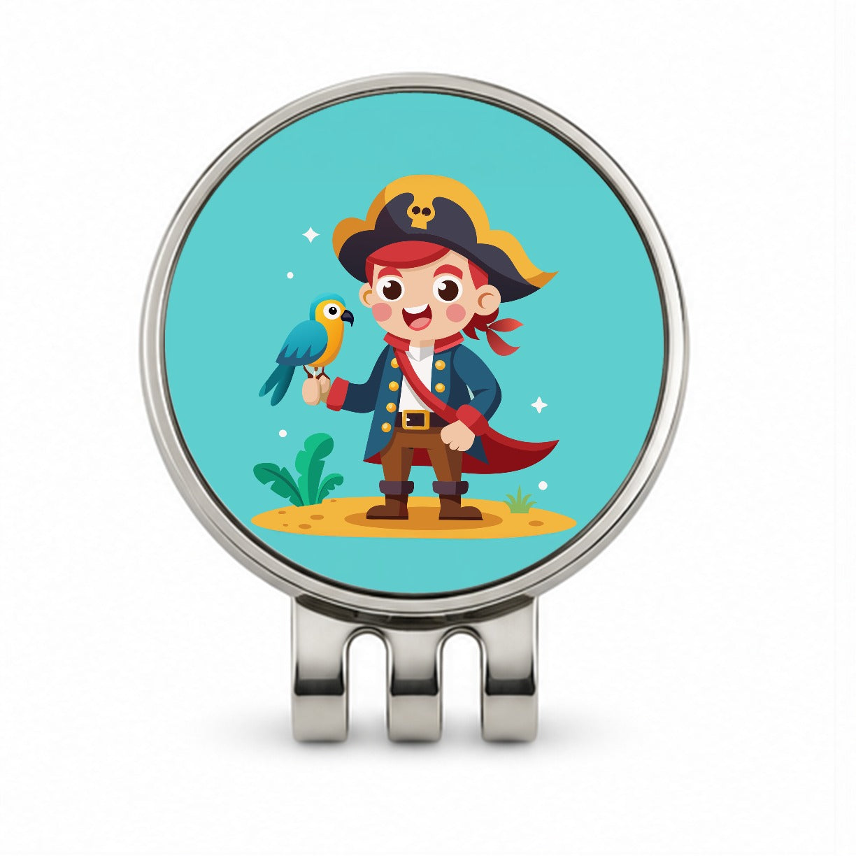 Pirate with Parrot Cute Golf Hat Clip with Ball Marker