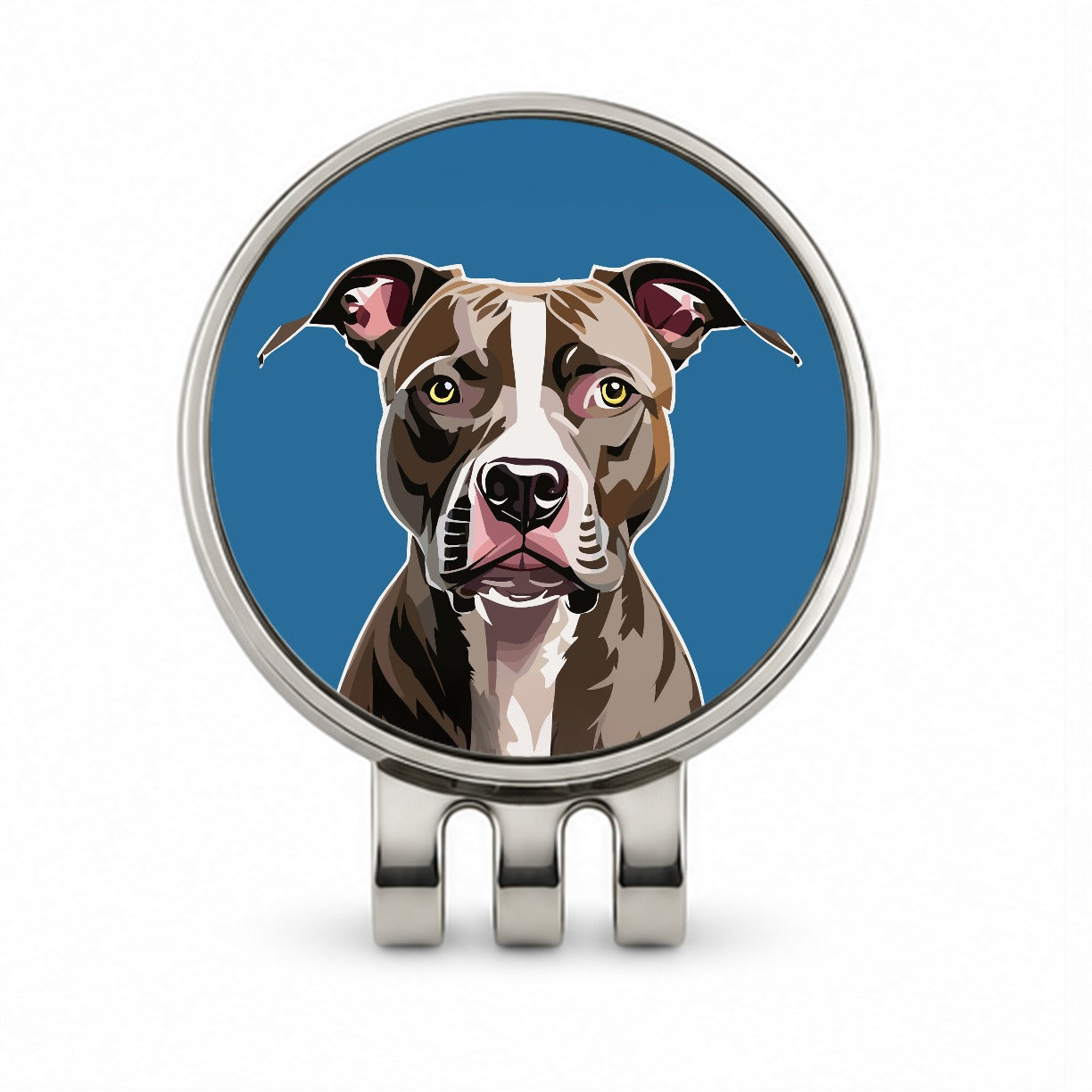 Pit Bull Dog Face Staring Golf Hat Clip with Ball Marker