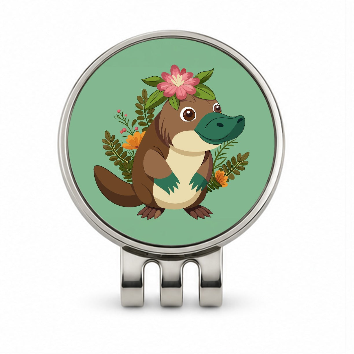 Platypus Floral Flowers Golf Hat Clip with Ball Marker
