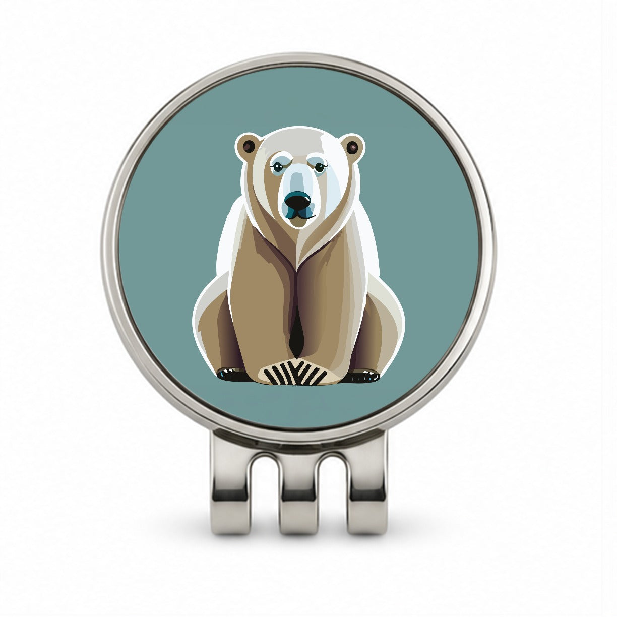 Polar Bear Sitting Golf Hat Clip with Ball Marker