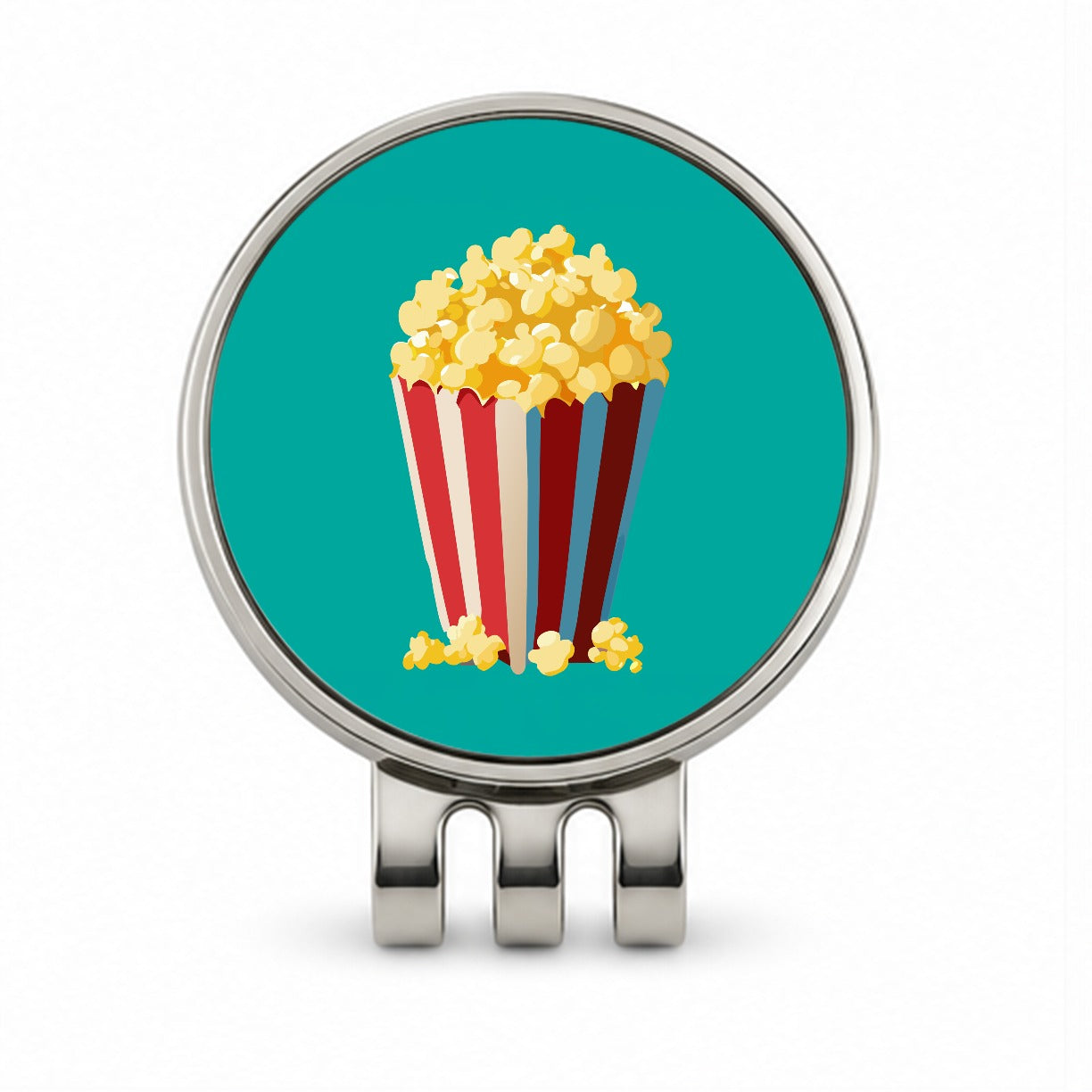 Popcorn Red White Striped Container Golf Hat Clip with Ball Marker