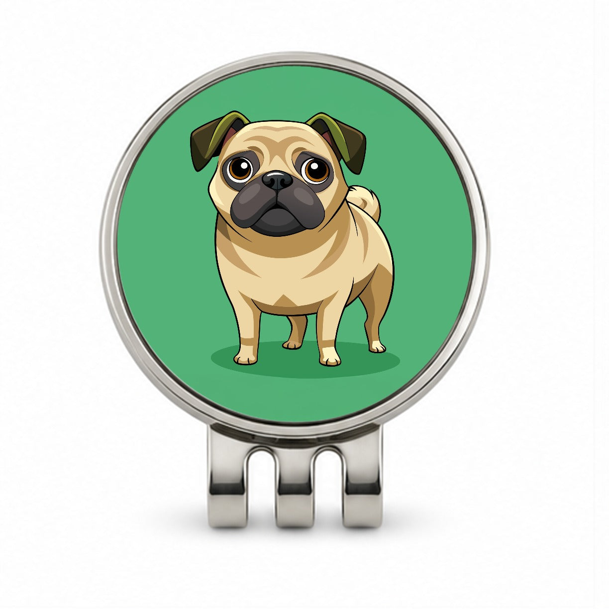 Pug Cute Standing Golf Hat Clip with Ball Marker