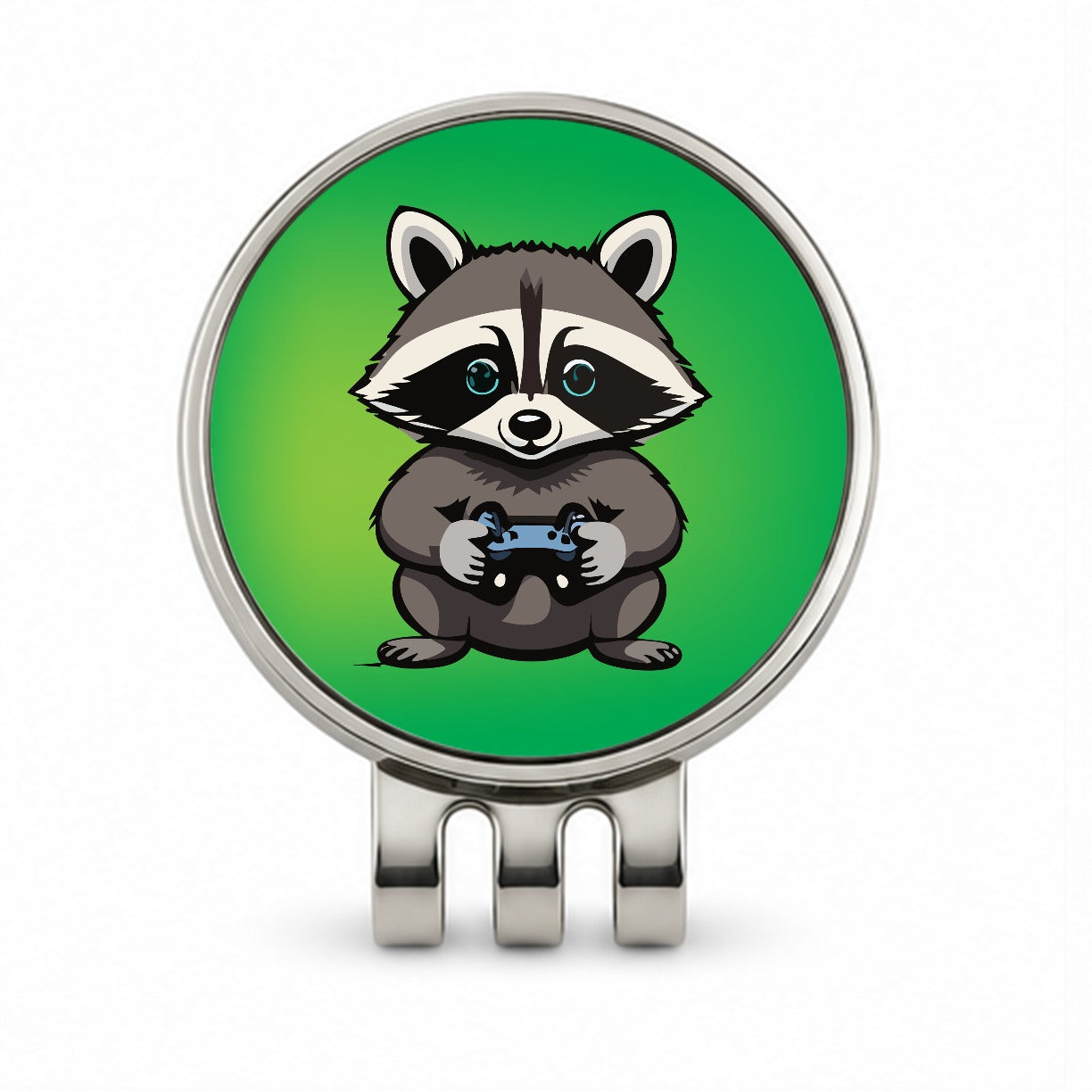 Raccoon Gamer Gaming Playing Game Golf Hat Clip with Ball Marker
