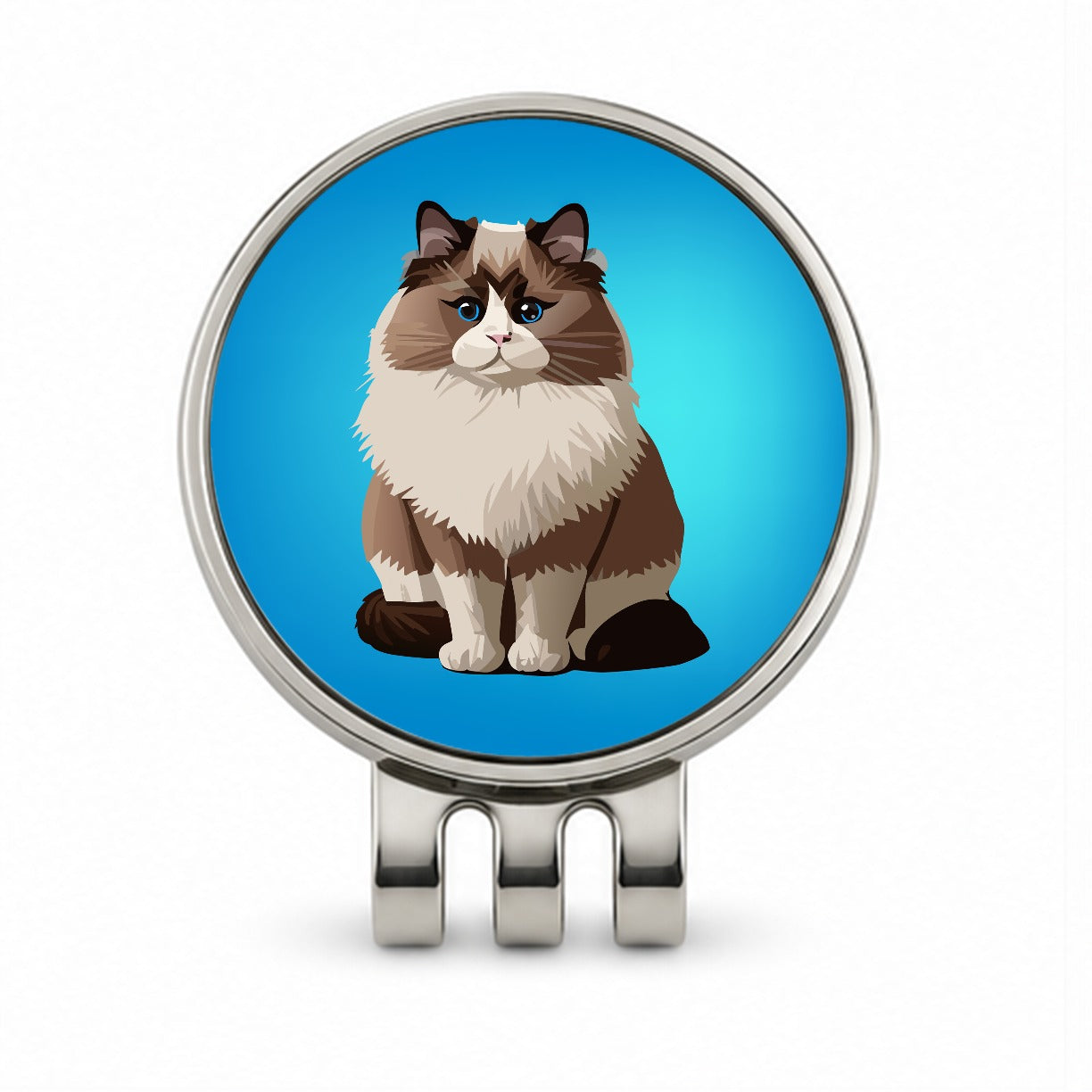 Ragdoll Cat Sitting Golf Hat Clip with Ball Marker