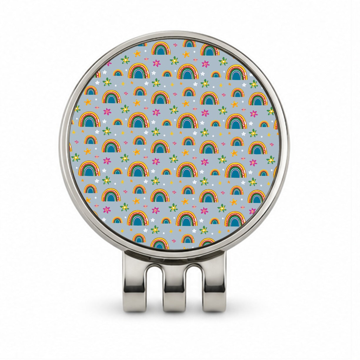 Rainbows and Stars Pattern Golf Hat Clip with Ball Marker