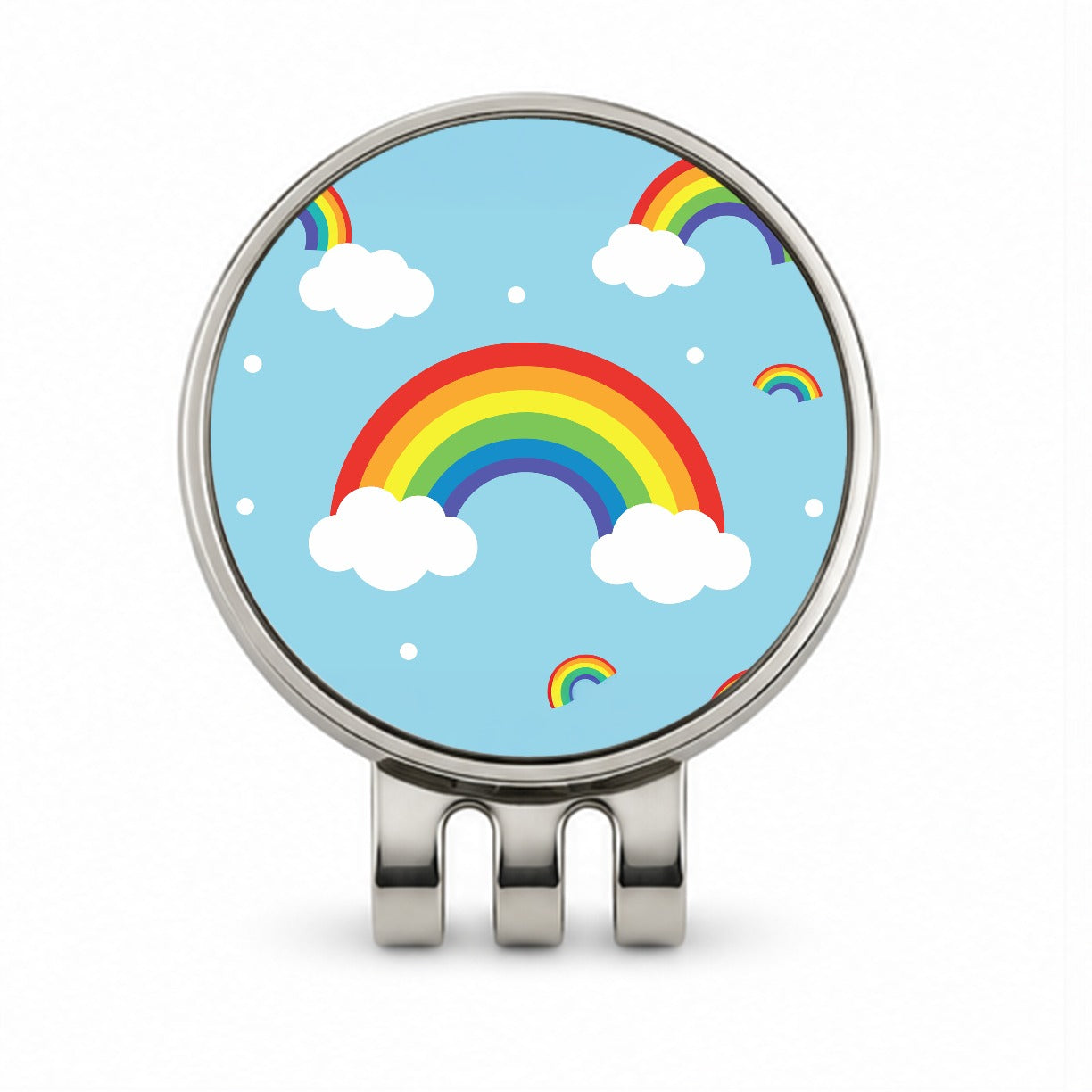 Rainbows Scattered Golf Hat Clip with Ball Marker