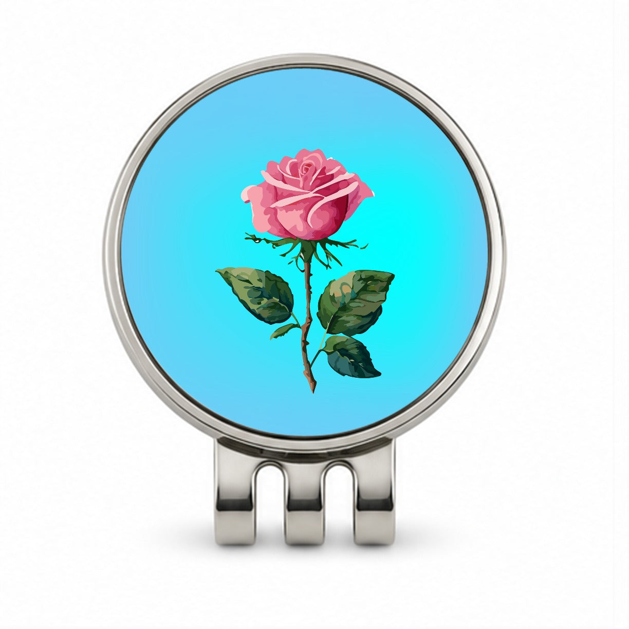 Rose Roses Pink Flower Watercolor Golf Hat Clip with Ball Marker