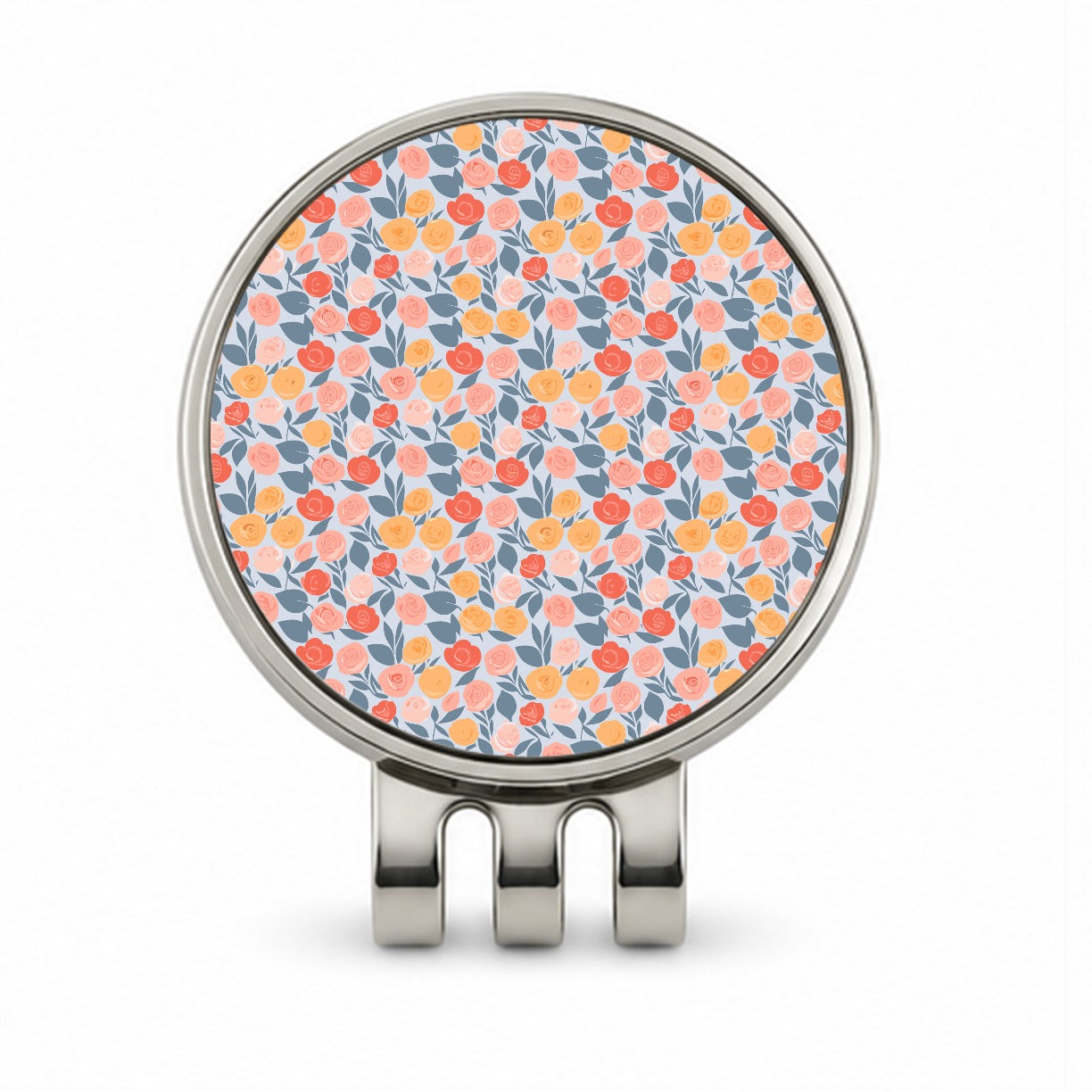 Roses Floral Flowers Muted Pattern Golf Hat Clip with Ball Marker