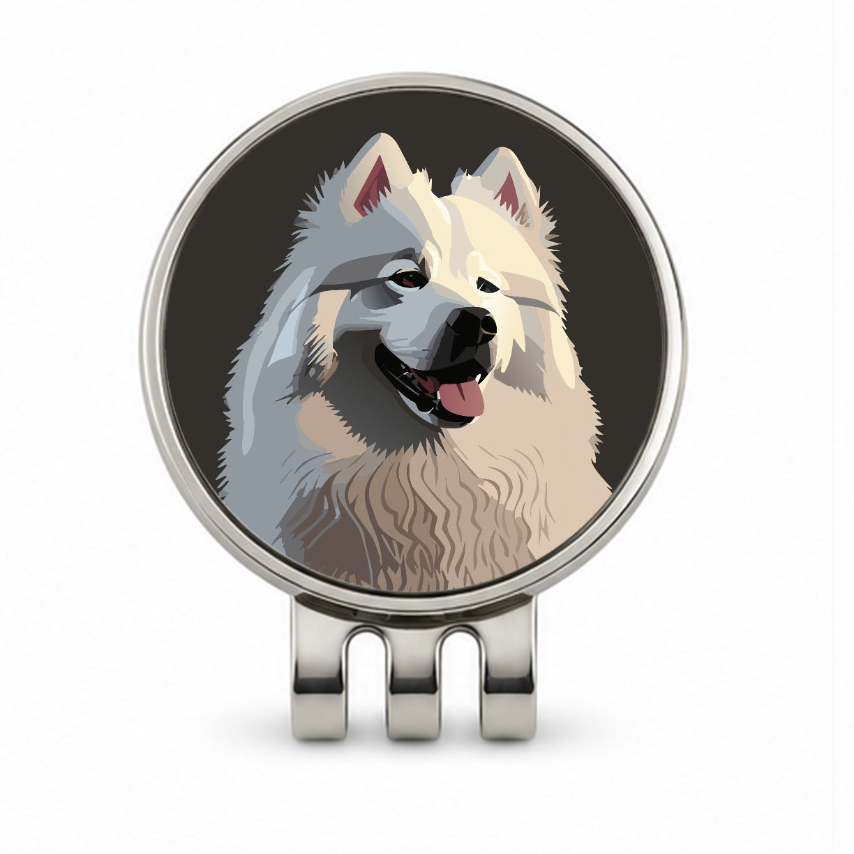 Samoyed Dog Beautiful Golf Hat Clip with Ball Marker