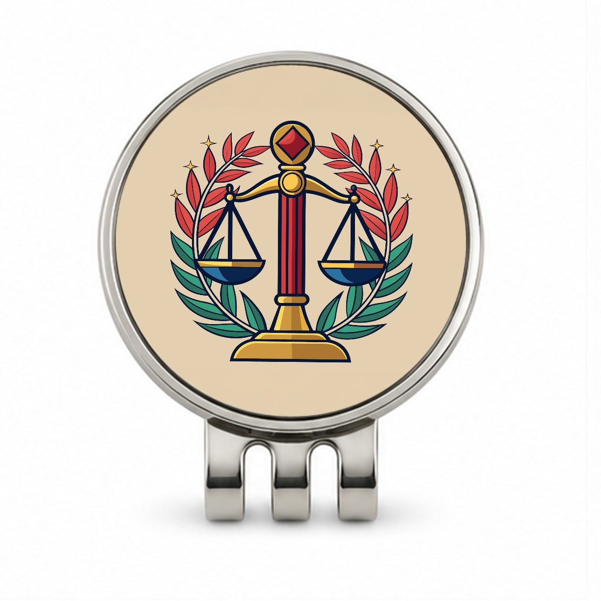 Scales of Justice Golf Hat Clip with Ball Marker