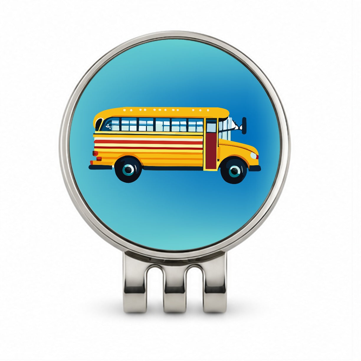 School Bus Golf Hat Clip with Ball Marker