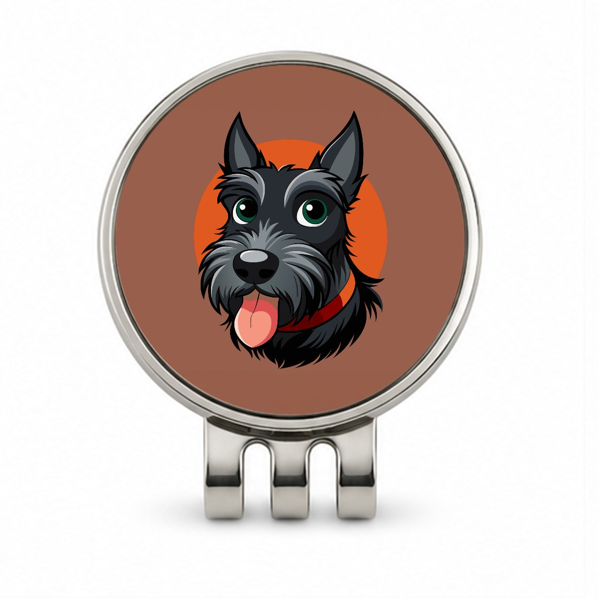 Scottish Terrier Scottie Sticking Out Tongue Golf Hat Clip with Ball Marker