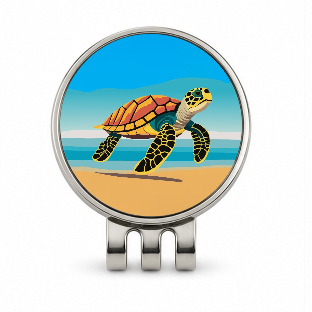 Sea Turtle Swimming Golf Hat Clip with Ball Marker
