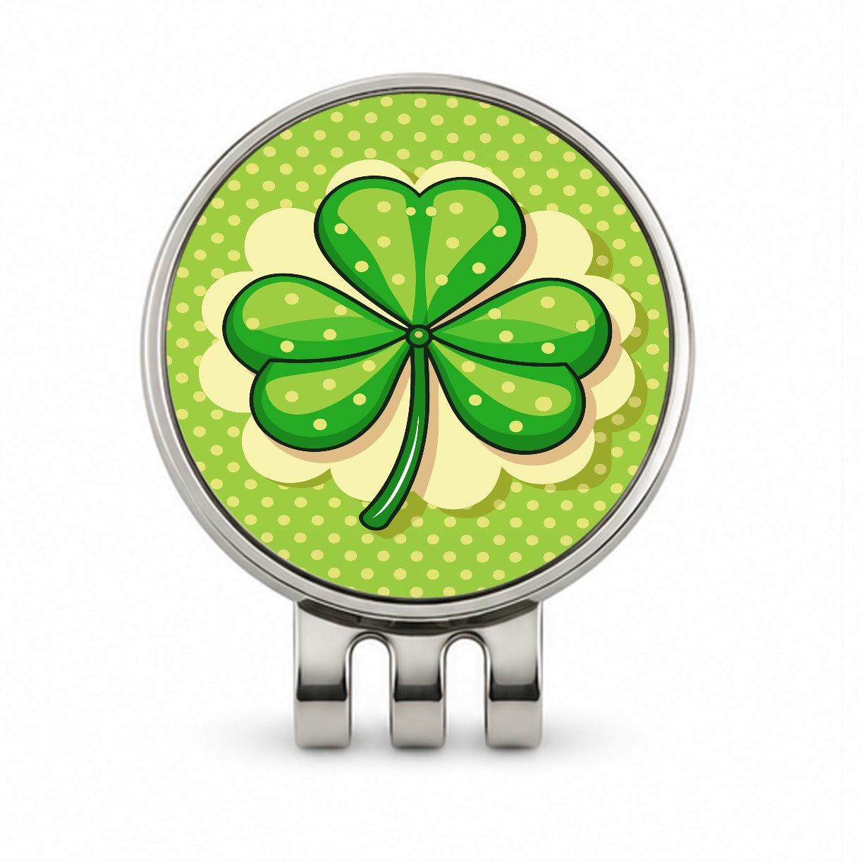 Shamrock on Polka Dot Background Saint Patrick's Day Golf Hat Clip with Ball Marker