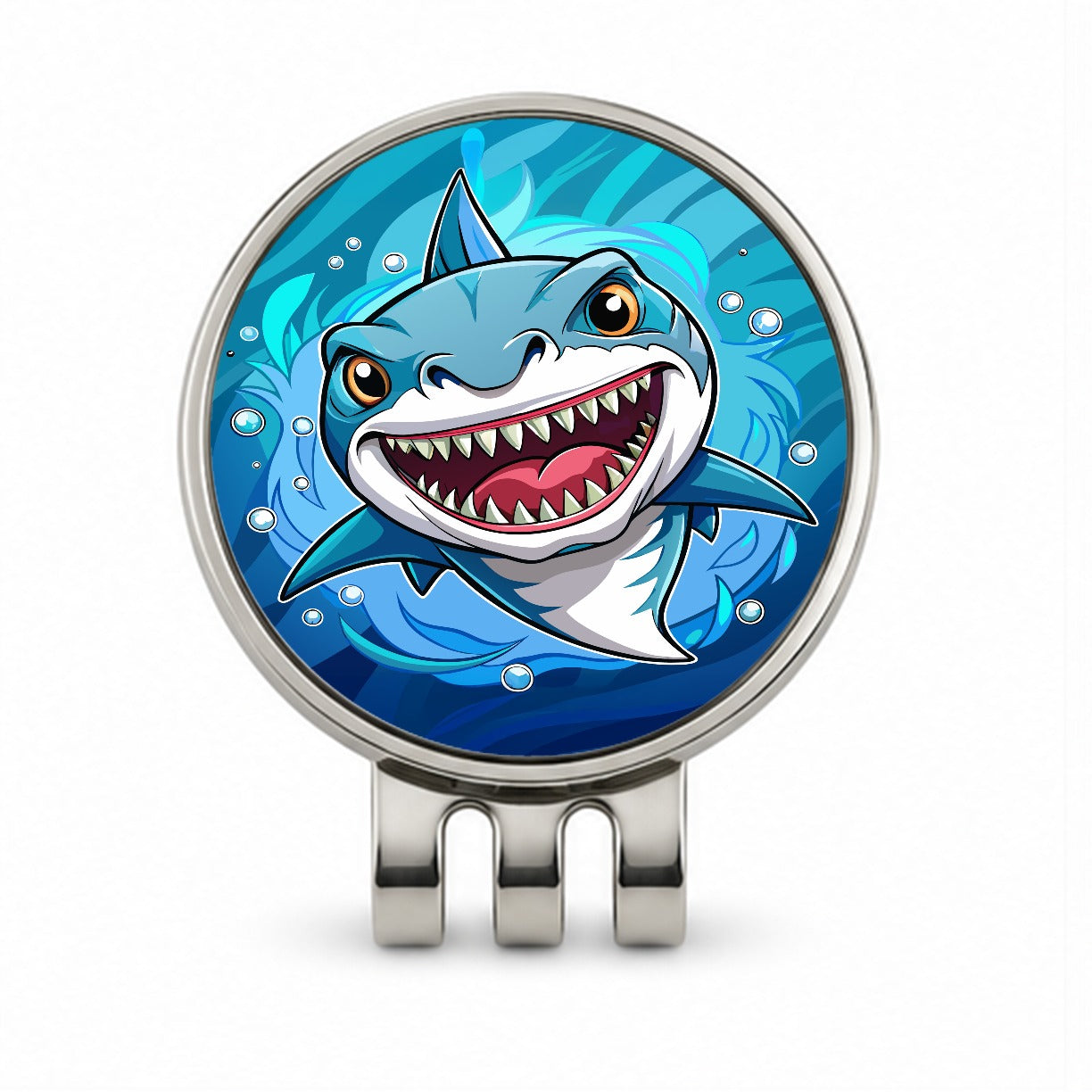 Shark in Ocean Scary Golf Hat Clip with Ball Marker