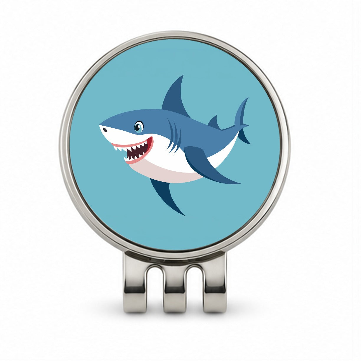 Shark Smiling Golf Hat Clip with Ball Marker
