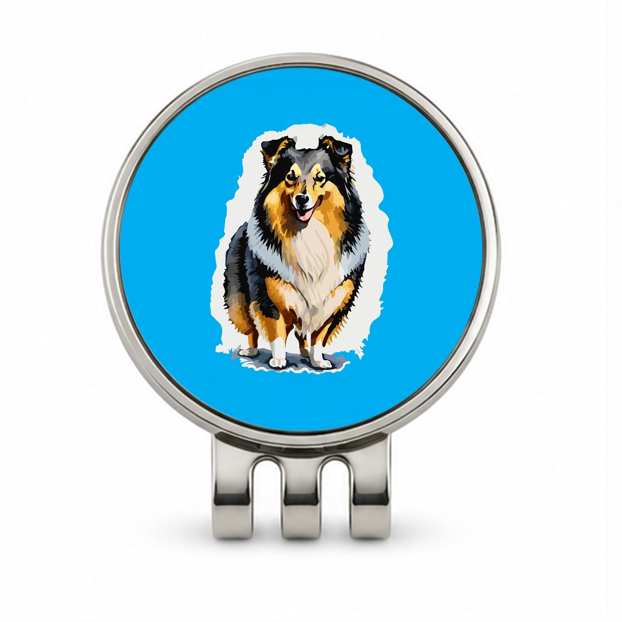 Shetland Sheepdog Standing Golf Hat Clip with Ball Marker