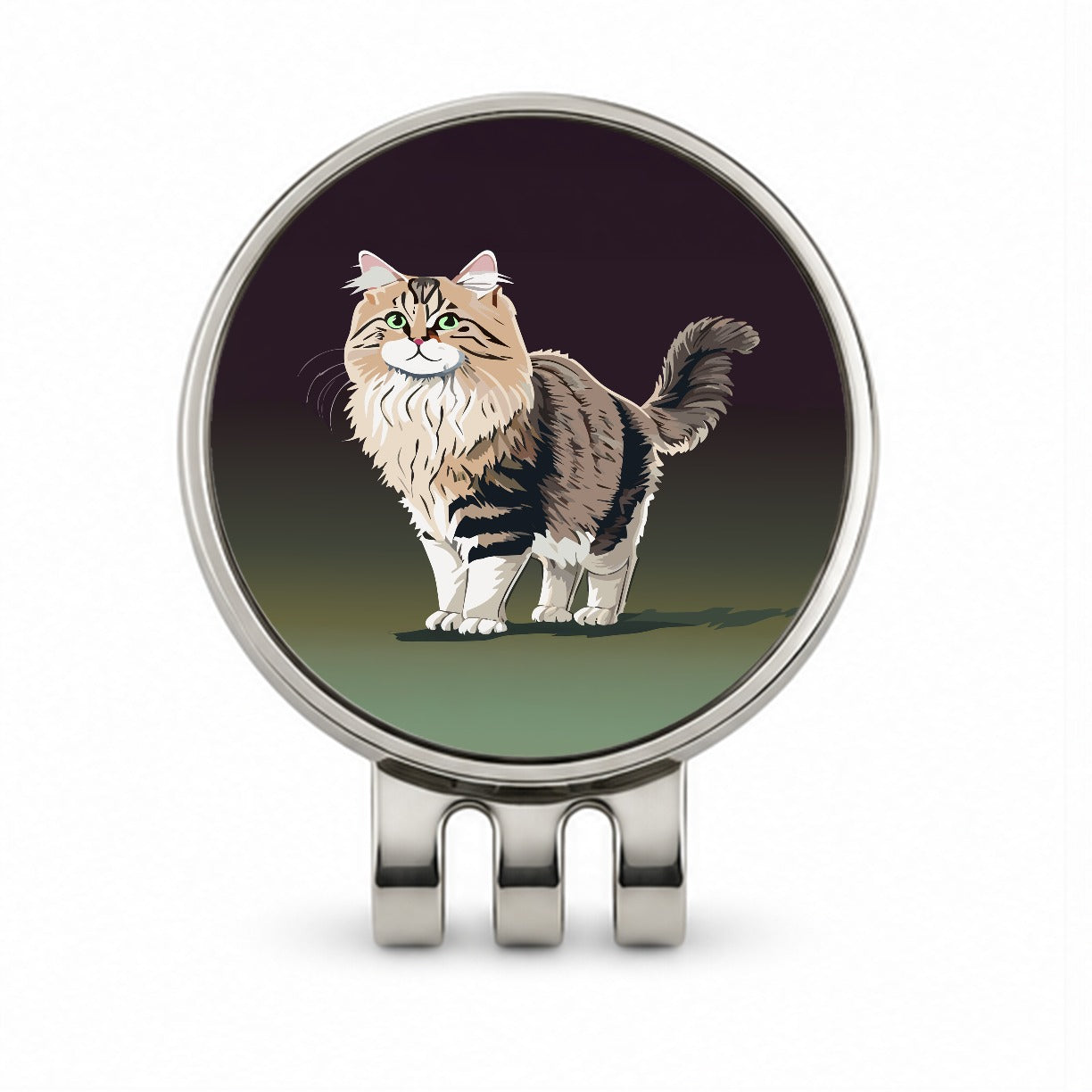 Siberian Cat Standing Golf Hat Clip with Ball Marker