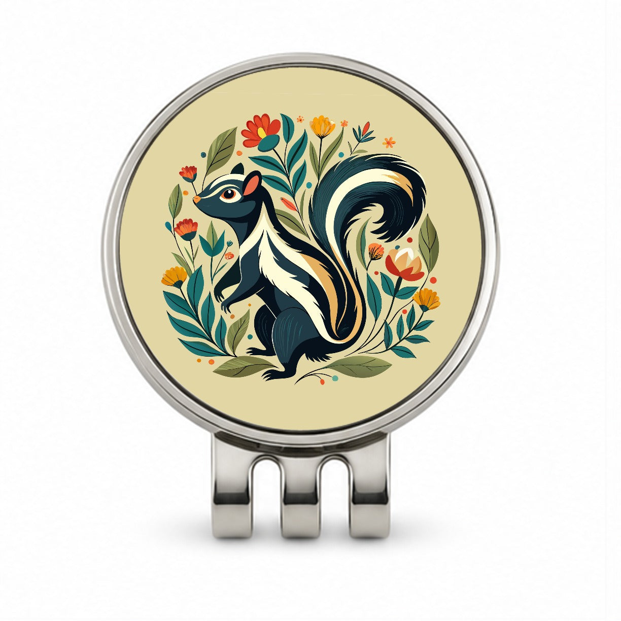 Skunk Floral Flowers Golf Hat Clip with Ball Marker