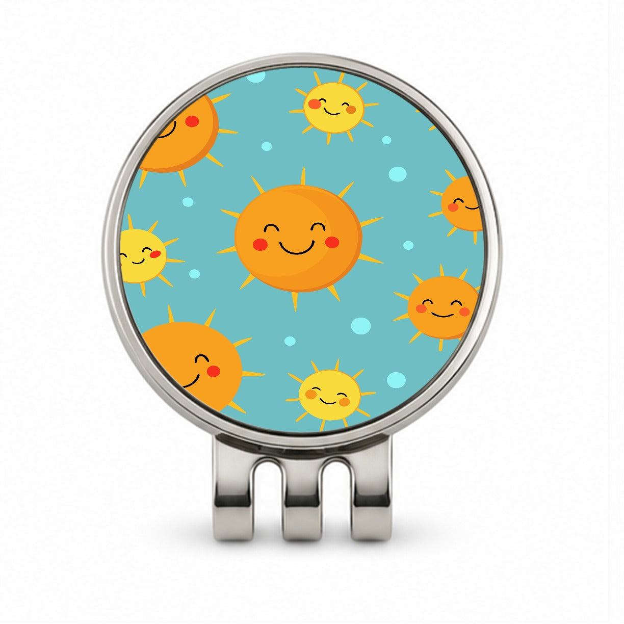 Smiling Suns Cute Golf Hat Clip with Ball Marker