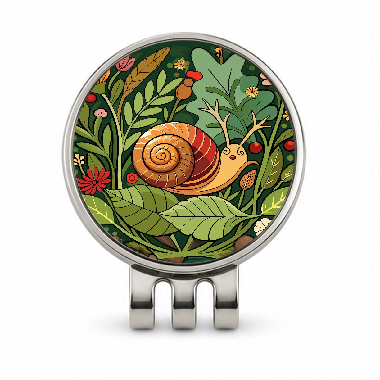 Snail Botanical Art Nouveau Golf Hat Clip with Ball Marker
