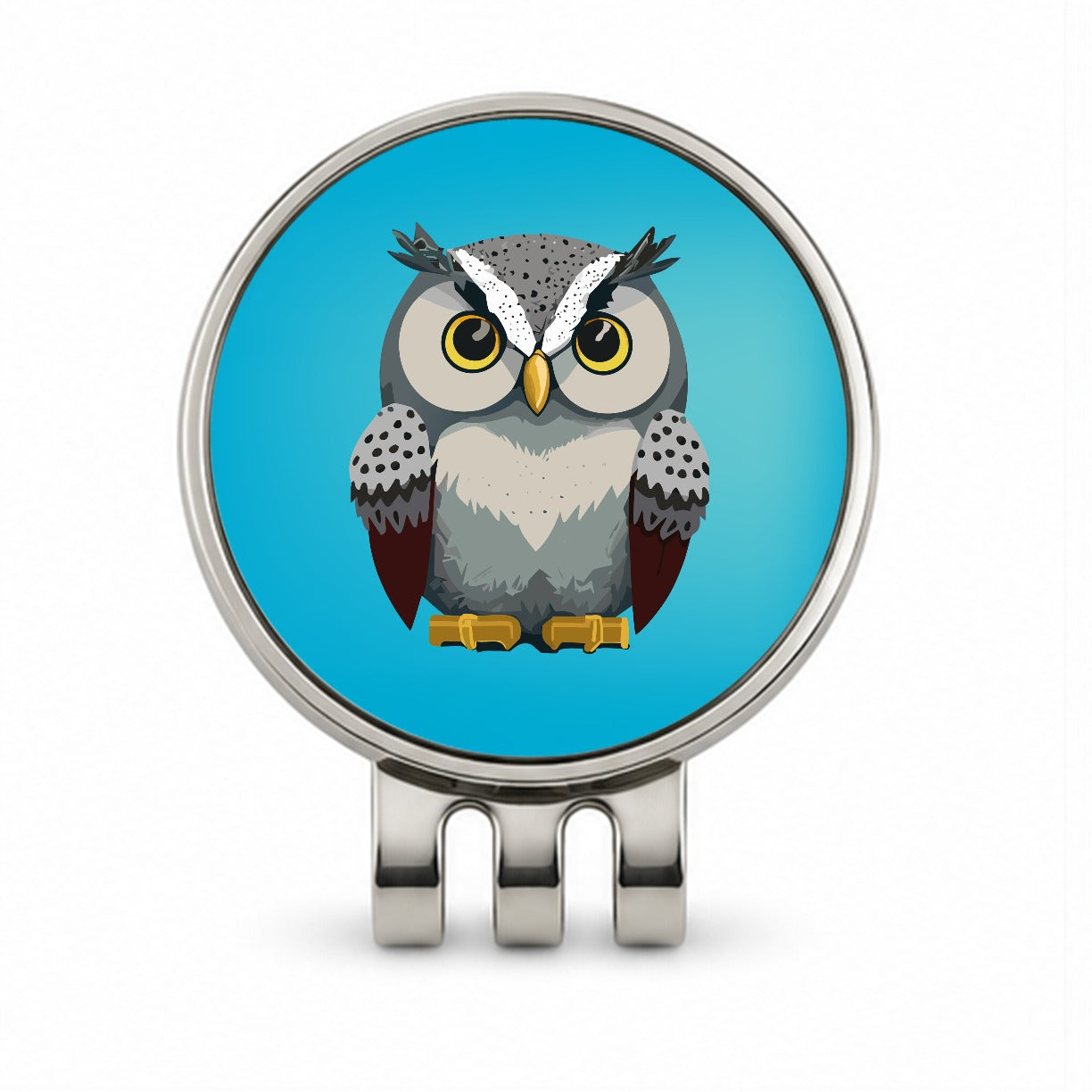 Snowy Owl Staring Golf Hat Clip with Ball Marker