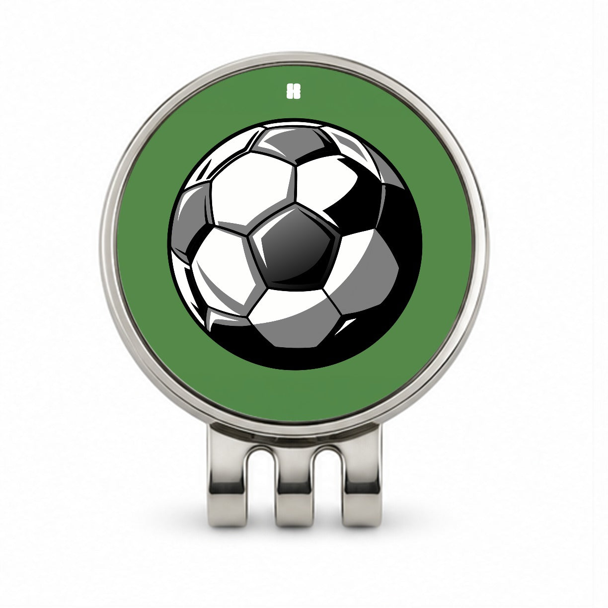 Soccer Ball Football Black White Gray Golf Hat Clip with Ball Marker