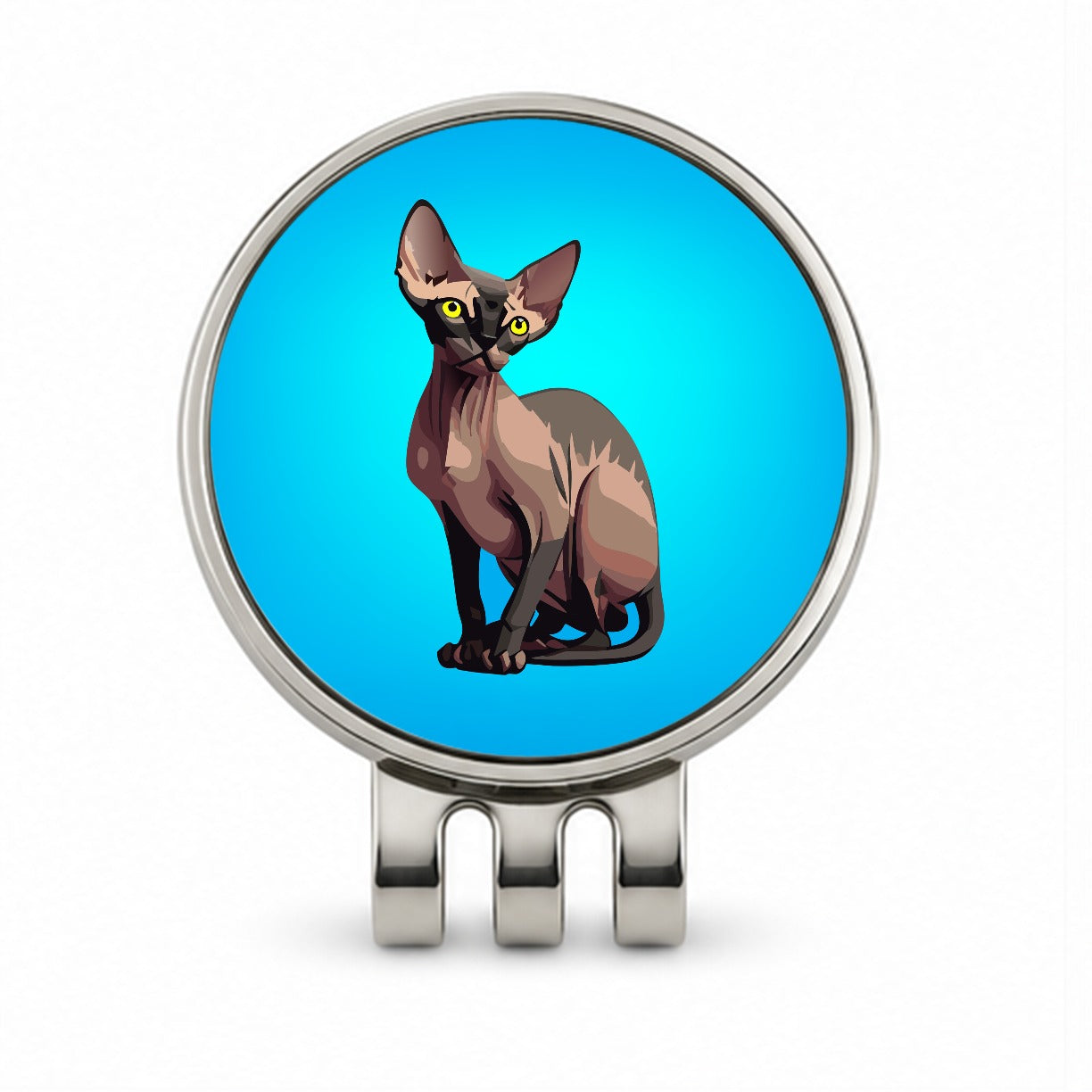 Sphynx Cat Sitting Golf Hat Clip with Ball Marker