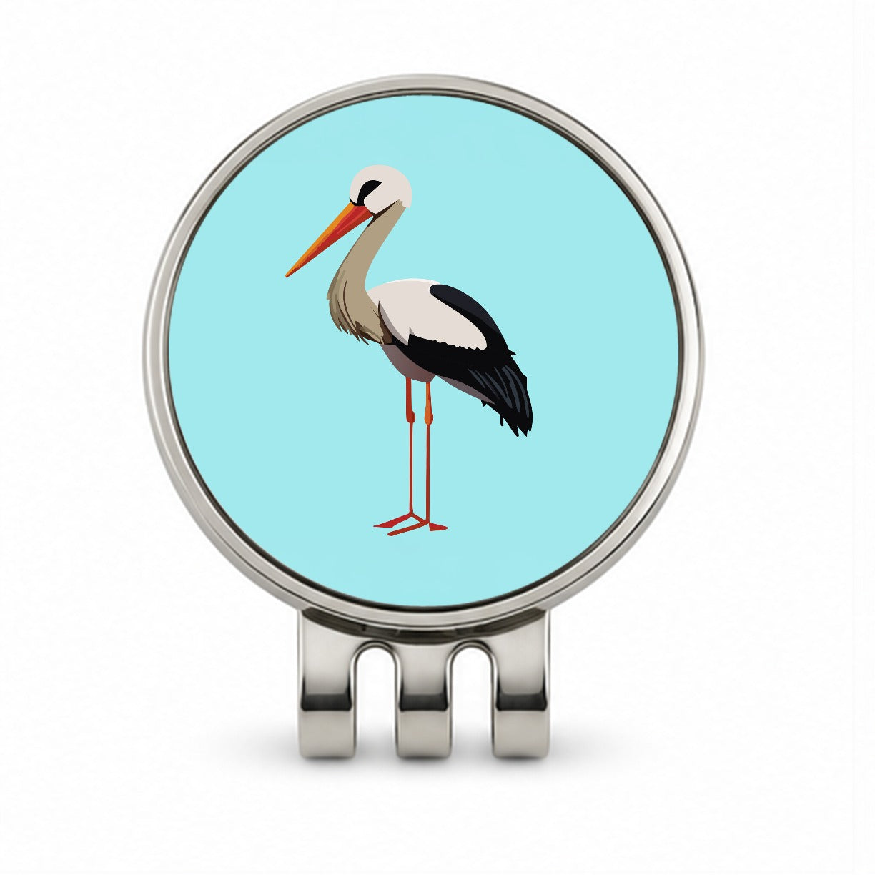 Stork Bird Profile Golf Hat Clip with Ball Marker